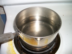 one large saucepan full of hot water