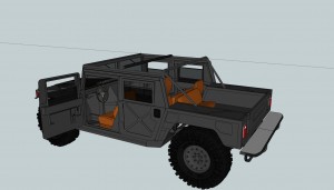 3D Model Tremor MUV with doors, seats, rollcage, hood, and tailgate
